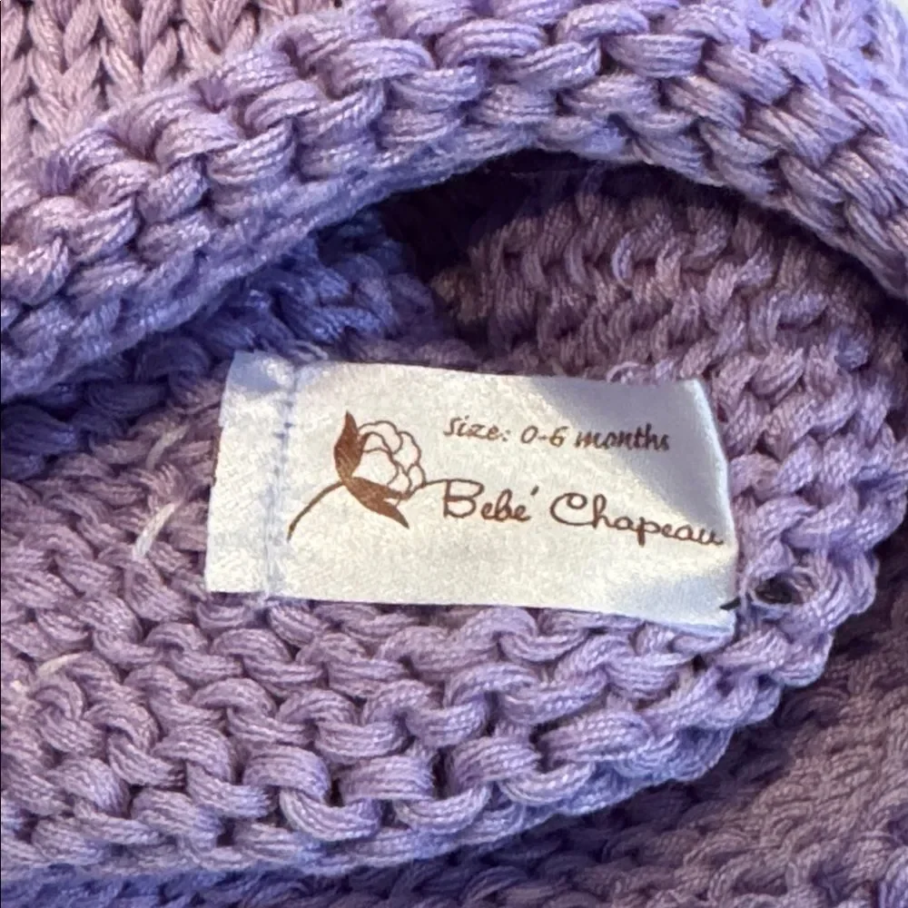 Bebe Chapeau Baby Girls Lilac Hat Daisy on Top 100% Cotton 0-6 months NEW